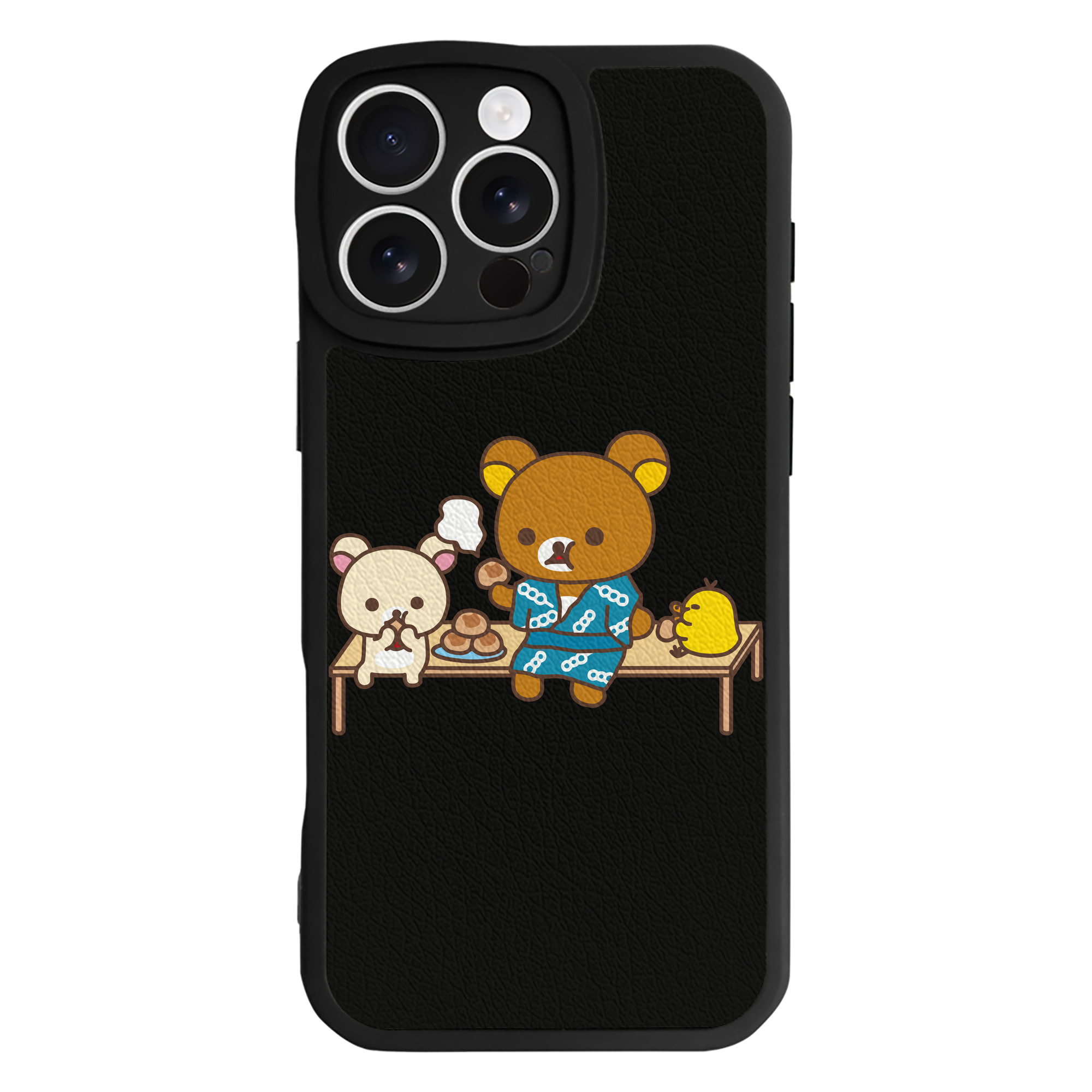 （画像用） リラックマ リラックマ キイロイトリ Rilakkuma Korilakkuma Kiiroitori 【iPhone 16シリーズ対応】シリコンスマホケース（レザー調） 材質：シリコン